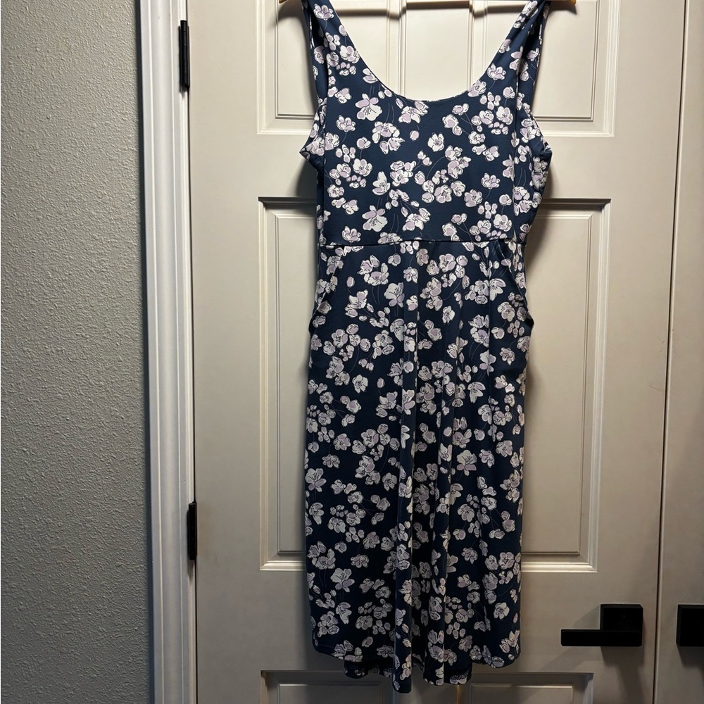 Pact Floral Sleeveless Navy Dress
